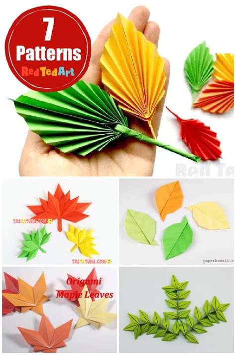 7 Ways to make an Origami Leaf - Red Ted Art - East Paper Crafts