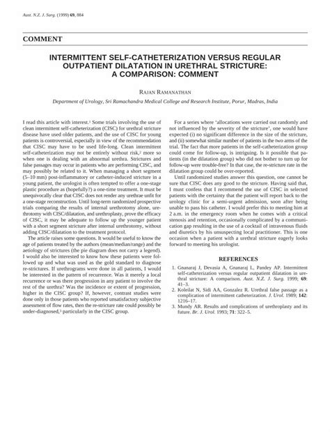 (PDF) INTERMITTENT SELF-CATHETERIZATION VERSUS REGULAR OUTPATIENT DILATATION IN URETHRAL ...