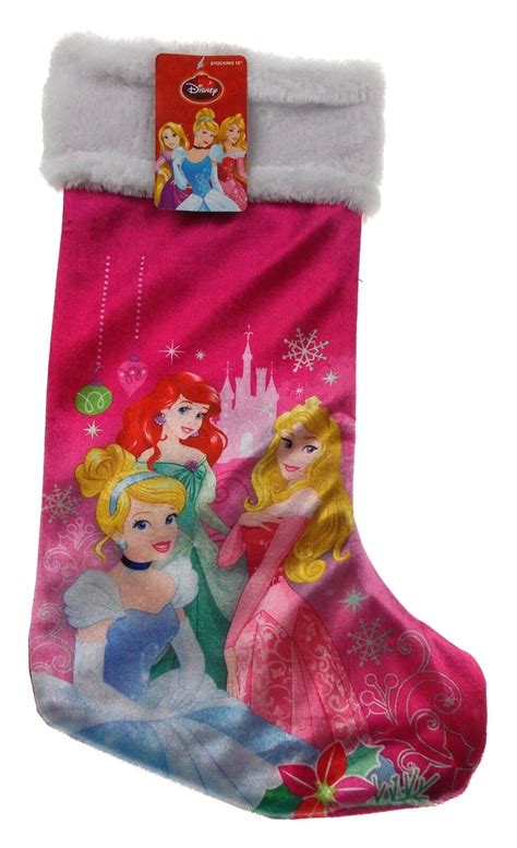 Disney Princess Christmas Holiday 18" Inch Stocking with white plush ...