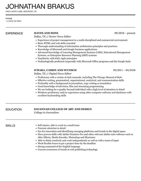 News Editor Resume Samples | Velvet Jobs