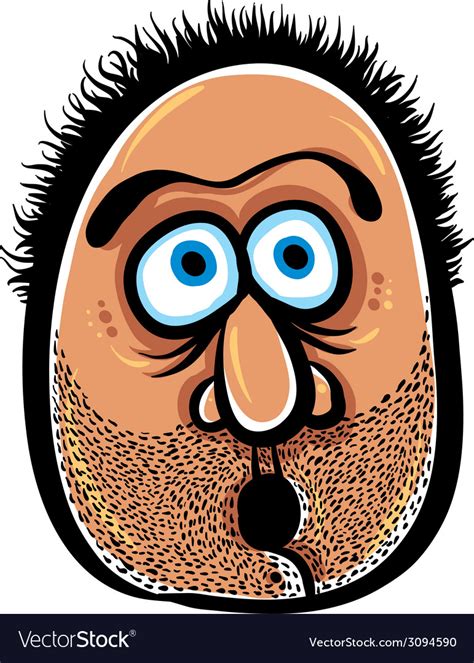 Funny cartoon face with stubble Royalty Free Vector Image