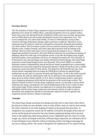 Rocker bogie mechanism (mars rover) final year mini project final review paper | PDF