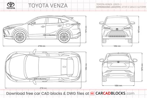 Toyota Venza 2023 Free CAD Blocks, DWG File - CarCadBlocks