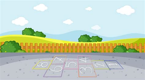 Hopscotch on playground background 6351729 Vector Art at Vecteezy