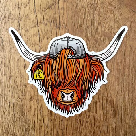 Highland Cow Sticker Outdoorsy Sticker Adventure Sticker | Etsy