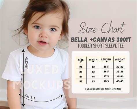 Bella Canvas 3001T Size Chart, Toddler Shirt Size Chart, Kids Tshirt Sizing Chart, T-shirt ...