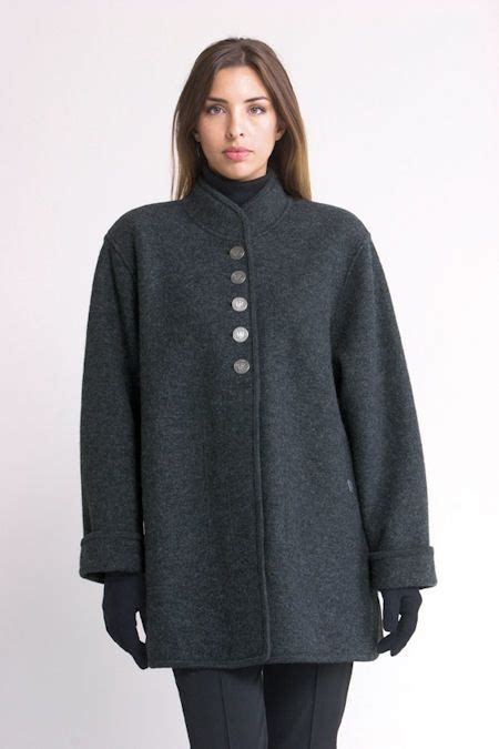 Geiger of Austria Classic 65510 CHARCOAL Women`s Boiled Wool Jacket. A-line classic boiled wool ...