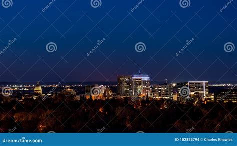 Night View of Boise Idaho with Blue Sky Stock Photo - Image of night, streets: 102825794