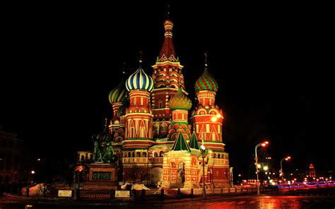 Photos Moscow Russia Saint Basil's Cathedral Temples night 3840x2400