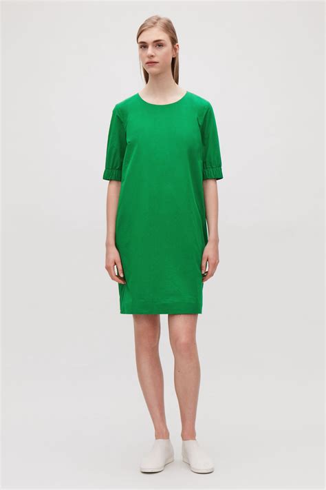 Cos Dress With Elasticated Sleeves - Amazon Green 2 | Fashion, Dresses ...