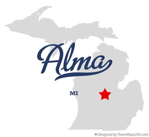 Map of Alma, MI, Michigan