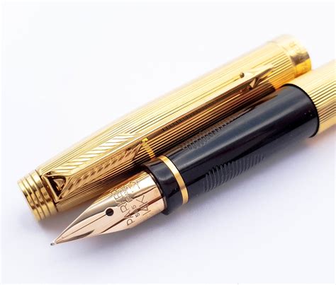 Vintage Parker 75 Fountain Pen Gold Insignia Pattern 14k Gold Extra Fi– Grand Vision Pens