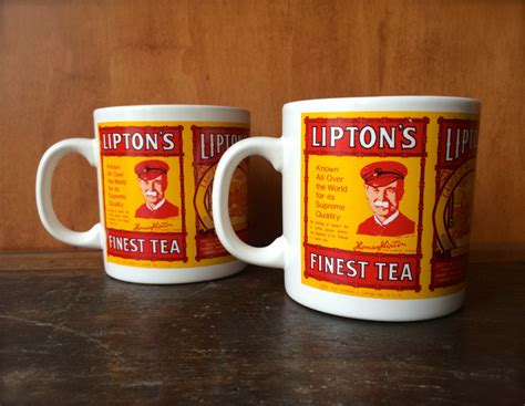 Lipton Tea Porcelain Mugs English Tea Mugs by HoneyBeeHillVintage