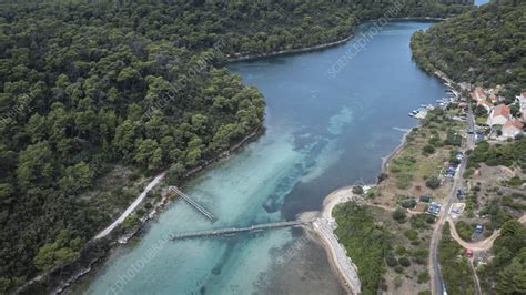 Aerial view of Mljet national park, Island Mljet, Croatia - Stock Image - F041/2438 - Science ...