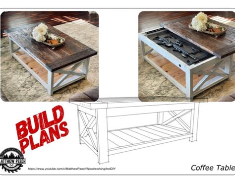 Concealment Coffee Table Plans / Concealment Table Plans / - Etsy