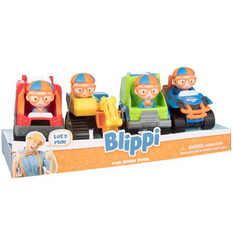 Blippi Toy Vehicles Playset of 4, Larger 3 Inch Size - Includes ...