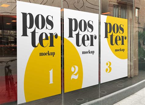 Free Posters On The Glass Mockup PSD - Good Mockups