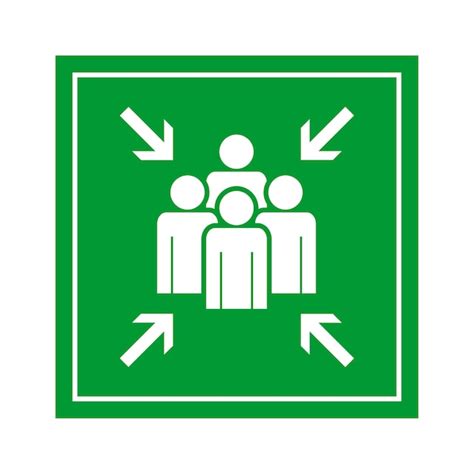 Premium Vector | Green emergency evacuation assembly point sign