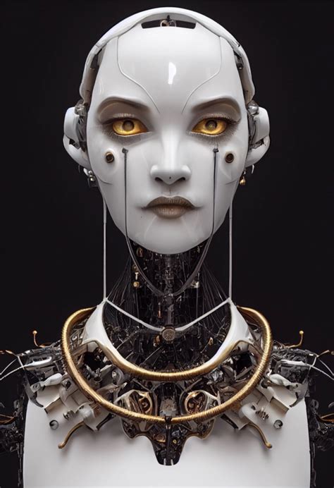 female robot, upper body, metallic, glossy white + | Midjourney | OpenArt