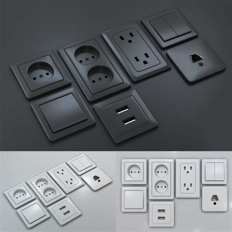 Switches And Sockets Set - 3D Model for VRay, Corona