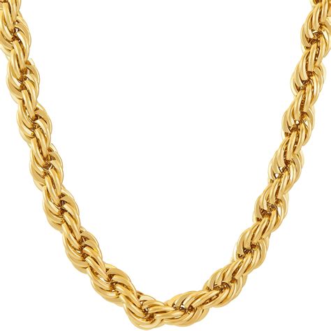 7mm Rope Chain Necklace 24k Real Gold Plated for Men and Women- Buy ...