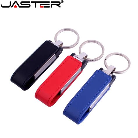 JASTER Leather usb with metal keychain USB Flash Drive Pendrive 4GB 8GB ...