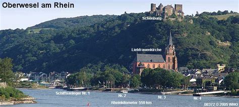 Oberwesel on Rhine, Railway station, Castle Schoenburg, Haags Tower and ...