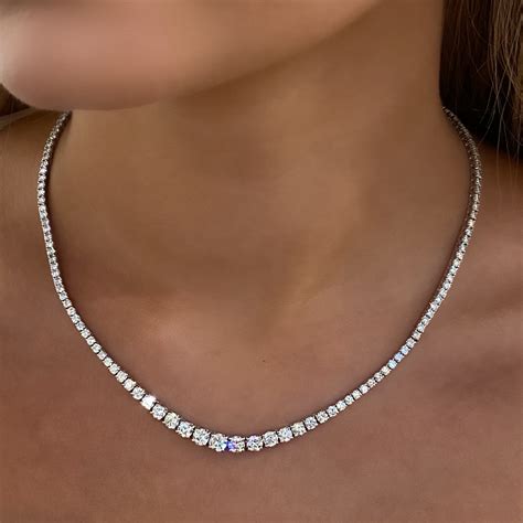 Diamond Riviera Necklace with Graduated Size Diamonds