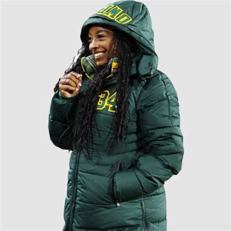 Green Bay Packers Simone Biles Puffer Coat - Jacketpop