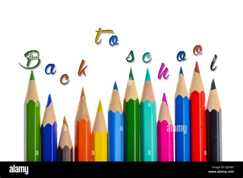 Back to school - coloring crayons isolated on white background Stock Photo - Alamy