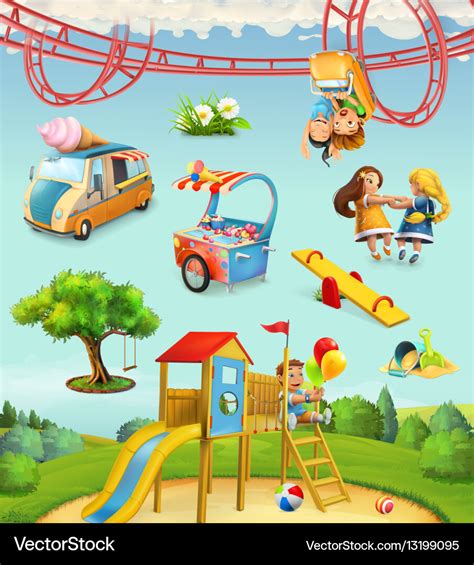 Children playground outdoor games in the park Vector Image