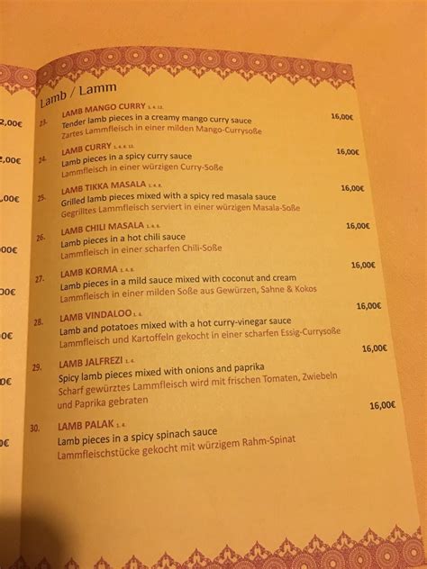 Menu at Maharaja Indian Restaurant, Ramstein-Miesenbach