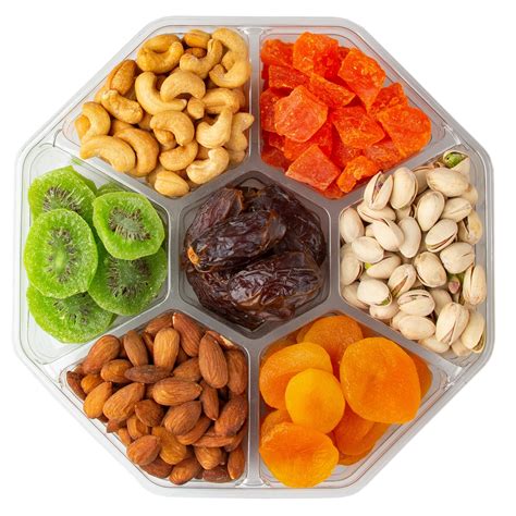 7 Section Dried Fruit & Nut Tray - Large Platter • Dried Fruit Gift Baskets & Trays • Bulk Dried ...