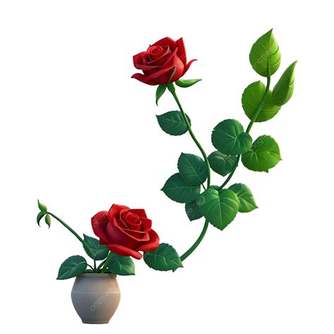 Red Rose In Flower Pot, Red Rose, Rose In Pot, Flower Pot PNG Transparent Image and Clipart for ...