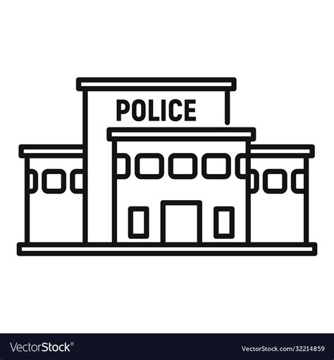 Police station building icon outline style Vector Image