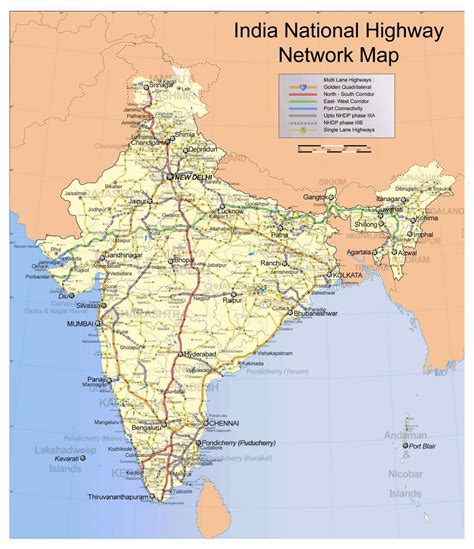 Large scale India National Highway Network map | India | Asia ...