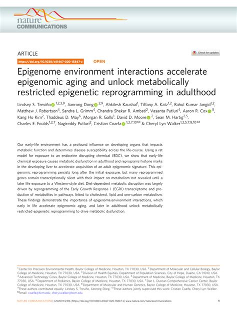 (PDF) Epigenome environment interactions accelerate epigenomic aging ...