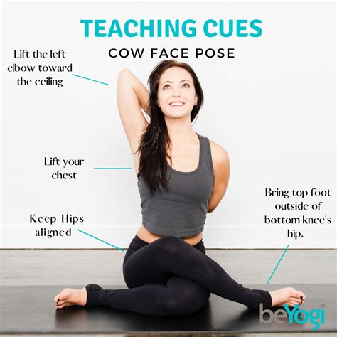 Cues for your students to ensure Cow Face pose is done properly. Share this with your students ...