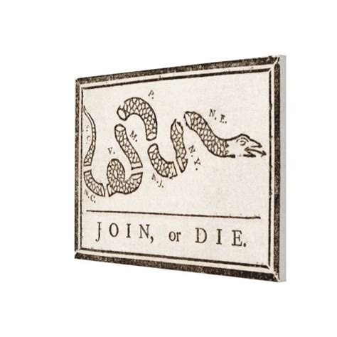 Benjamin Franklin "Join or Die" Cartoon Poster Canvas Print | Zazzle