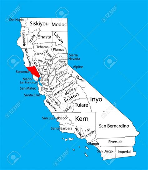 Sonoma County (California, United States Of America) Vector Map ...