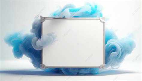 Blue Swirling Smoke Square Frame Isolated On White Background Color ...