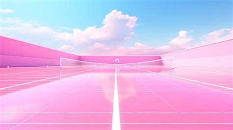 Premium AI Image | a pink tennis court with white lines