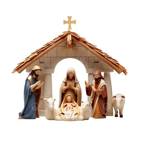 Christmas Nativity Scene With Figures Including Jesus, Mary, Joseph And ...