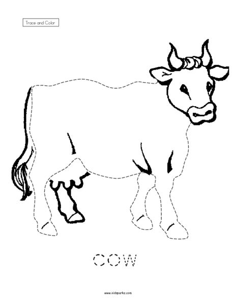 Trace and Color a Cow Worksheet for Pre-K - Kindergarten | Lesson Planet