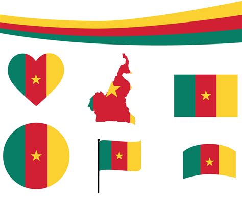 Ruban de carte de drapeau du Cameroun et icônes de coeur résumé d ...