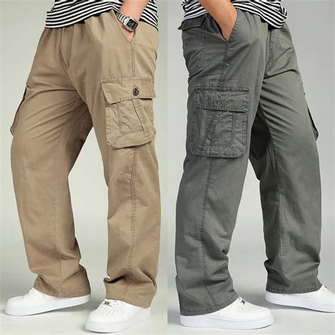 Big men cargo pants M 6XL 5xl loose casual trousers male plus size long trousers cotton straight ...