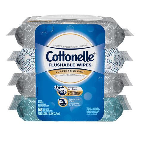 Cottonelle Flushable Wet Wipes, 4 Flip-Top Packs, 42 Wipes per Pack ...