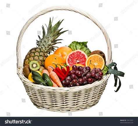 Healthy Food Basket Isolated On White Stock Photo 75412597 - Shutterstock