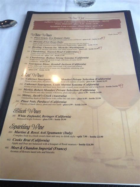 Menu at Chesapeake Seafood House steakhouse, Springfield