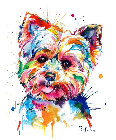 Colorful Yorkshire Terrier Art Print - Print of my Yorkie Original Watercolor Painting by ...